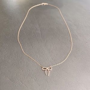 10K Rose Gold Diamond Dainty Bow Necklace